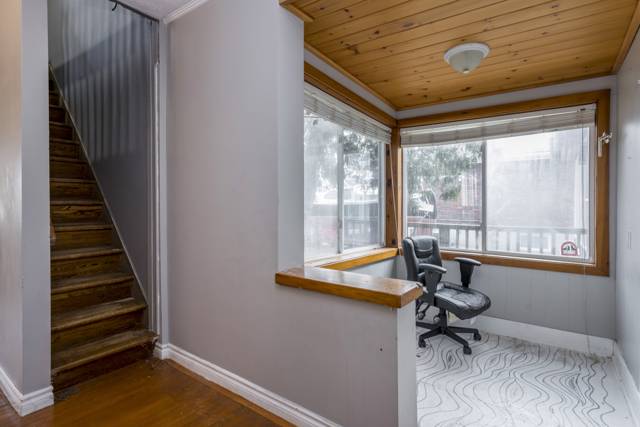Study: Pine ceiling and a corner of windows